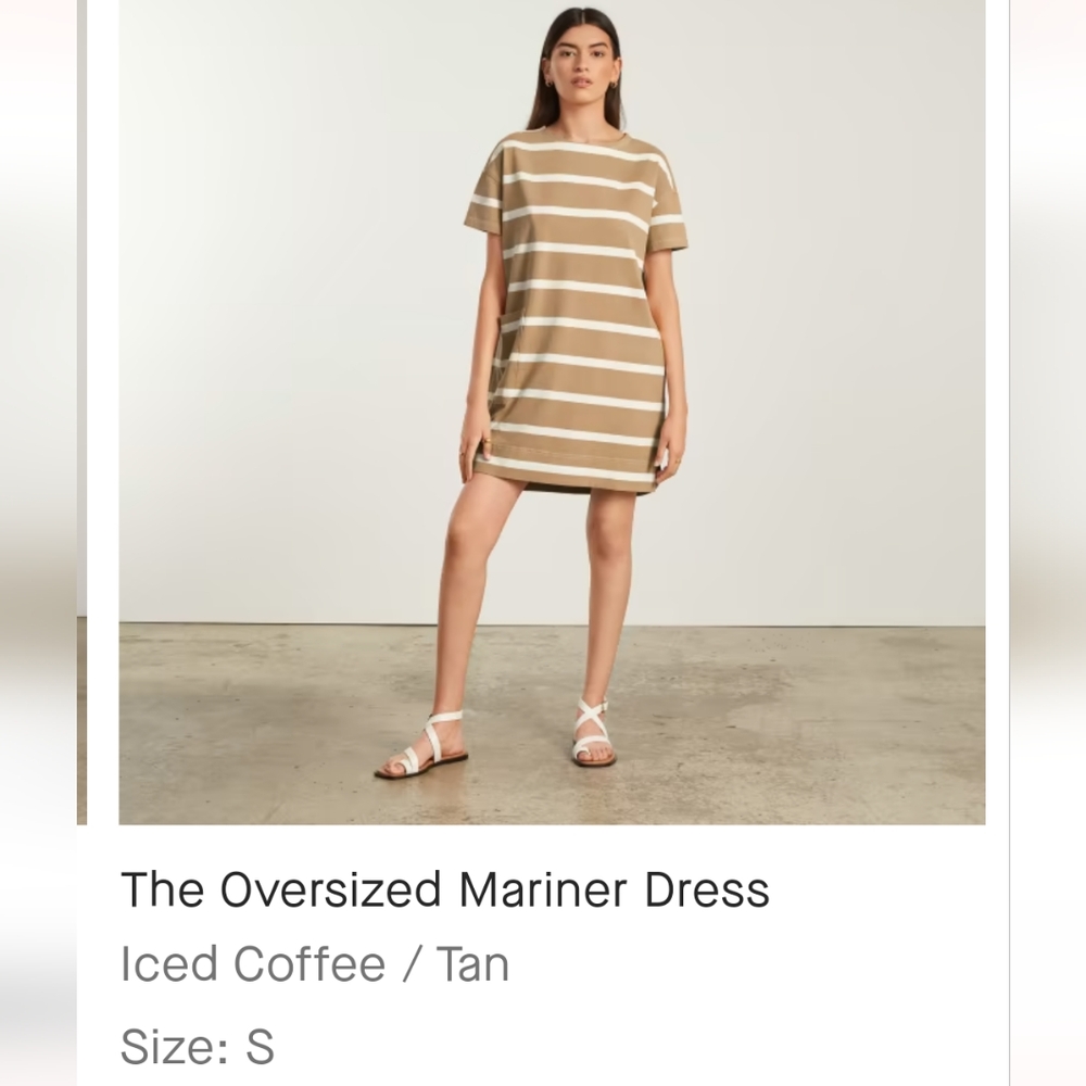 Everlane oversized mariner dress size small in colors iced coffee and tan.